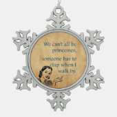 スリップリージョーのプリンセスが面白く歩く1950年代のヴィンテージ スノーフレークピューターオーナメント (正面)