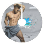 スリップリージョーのマンのタオルが壊れた白いレンガの壁 ブラッシュドポリエステルツリースカート (正面)