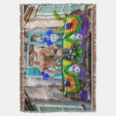 スリップリージョーのマーディグラ・マスク ビーズ デコレーションズ スローブランケット (正面縦)