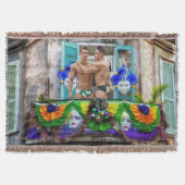 スリップリージョーのマーディグラ・マスク ビーズ デコレーションズ スローブランケット (正面)