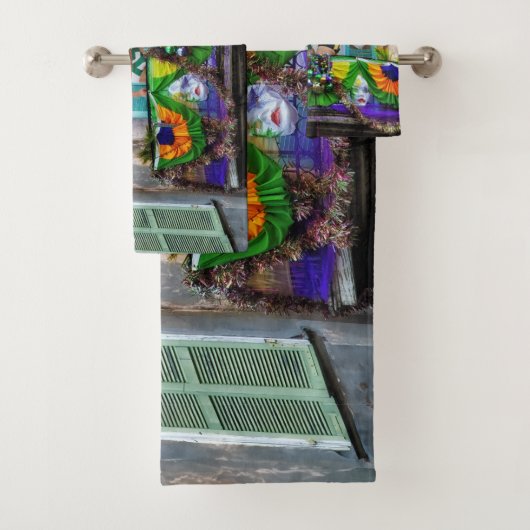 スリップリージョーのマーディグラ メン パープル ゴールド グリーン バルコニー バスタオルセット (インサイチュ)