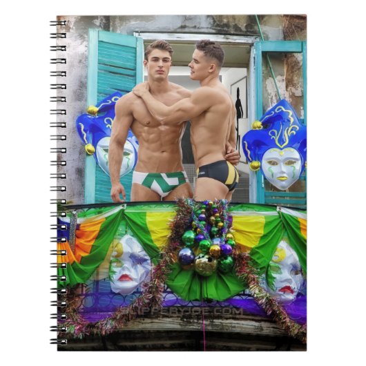 スリップリージョーのマーディ・グラスのマスク、ビーズ、装飾品 s ノートブック (正面)