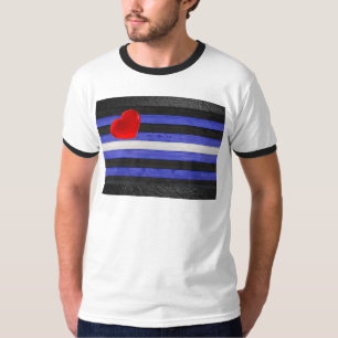 スリップリージョーのレザープライドフラグ ブラック ロイヤルブルー Tシャツ
