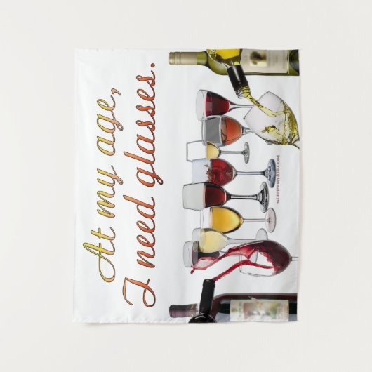 スリップリージョーのワイングラス 熟成させたブドウのワインp タペストリー (正面)