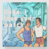 スリップリージョーの下着　男性2人の漫画　放棄された  ストーンコースター (正面)