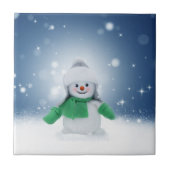 スリップリージョーの愛らしいクリスマスの雪だるまキャラクター タイル (正面)