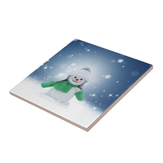 スリップリージョーの愛らしいクリスマスの雪だるまキャラクター タイル (側面)