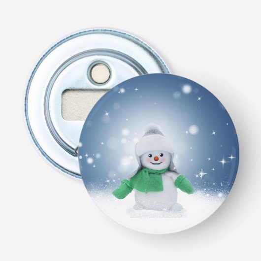 スリップリージョーの愛らしいクリスマスの雪だるまキャラクター 栓抜き (正面)