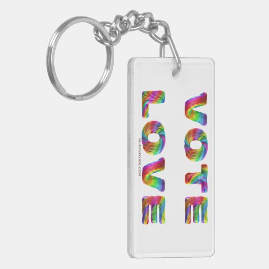 スリップリージョーの投票は愛と平等を虹色のふわふわとした質感で表現 キーホルダー (正面左)