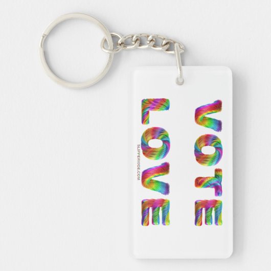 スリップリージョーの投票は愛と平等を虹色のふわふわとした質感で表現 キーホルダー (正面)