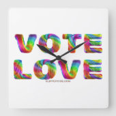 スリップリージョーの投票は愛と平等を虹色のふわふわとした質感で表現 スクエア壁時計 (正面)