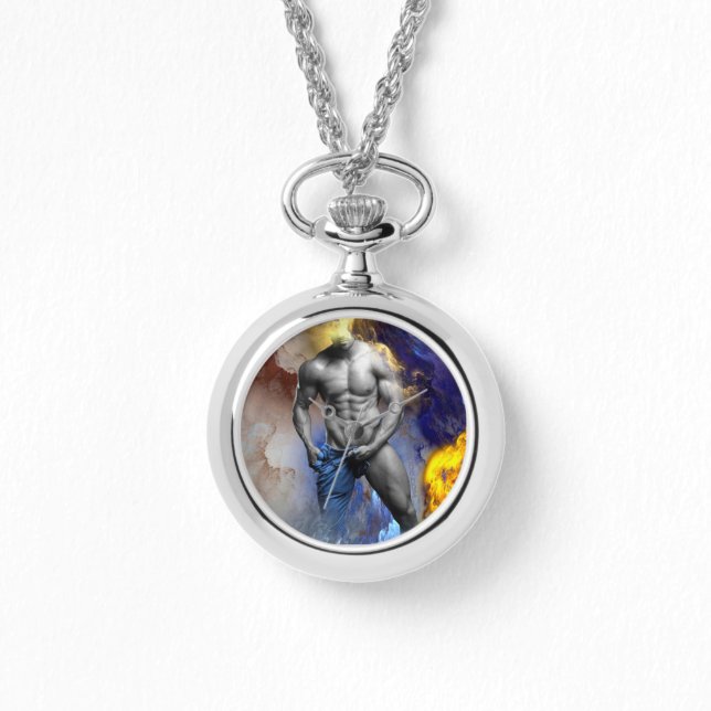 スリップリージョーの筋肉質な男の体  蒸し暑いシャツ 腕時計 (正面)