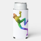 スリップリージョーの虹色グラデーションカエル鮮やかな両生類 スリム缶クーラー (Seltzer正面)