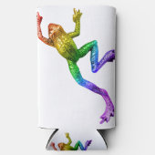 スリップリージョーの虹色グラデーションカエル鮮やかな両生類 スリム缶クーラー (正面)