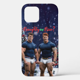 スリップリージョーの輝くクリスマスツリーが2人の筋肉質な男性を際立たせる iPhone 12 PROケース