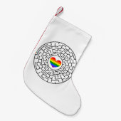 スリップリージョーの迷宮は、虹のハートの矢印で囲まれている スモールクリスマスストッキング (正面 (吊り時))