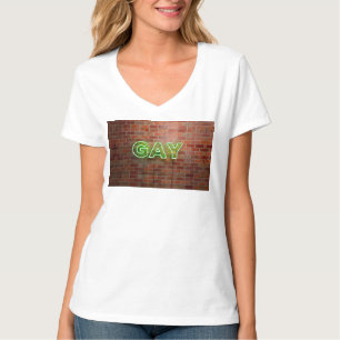 スリップリージョーの鮮やかなゲイ ネオンサイン Tシャツ