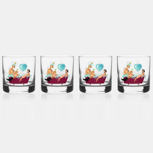 スリップリージョーの2人のゲイの男性は漫画の風呂の石鹸が好き ウイスキーグラス (正面)