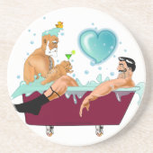 スリップリージョーの2人のゲイの男性は漫画の風呂の石鹸が好き コースター (正面)