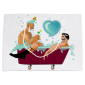 スリップリージョーの2人のゲイの男性は漫画の風呂の石鹸が好き ラージペーパーバッグ (正面)