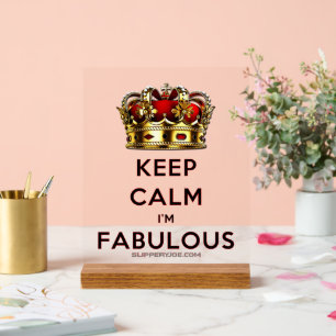 スリップリージョーのKeep Calm ファビュラス ゴールデンクラウン レッド アクリルサイン