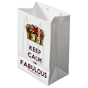 スリップリージョーのKeep Calm ファビュラス ゴールデンクラウン レッド ミディアムペーパーバッグ