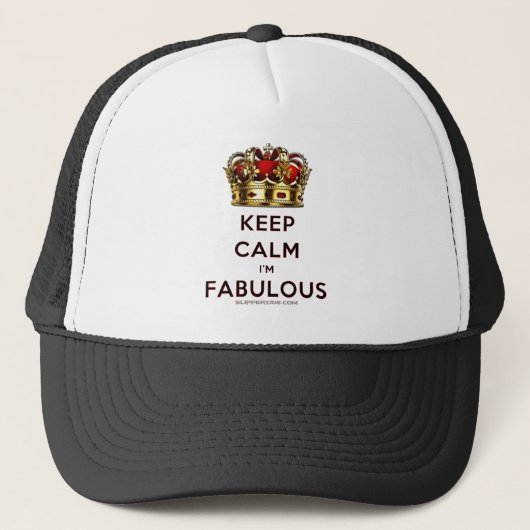 スリップリージョーのKeep Calm Fabulous ゴールデンクラウン 赤 キャップ (正面)