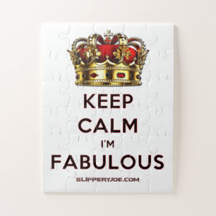 スリップリージョーのKeep Calm Fabulous ゴールデンクラウン 赤 ジグソーパズル