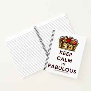 スリップリージョーのKeep Calm Fabulous ゴールデンクラウン 赤 ノートブック