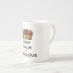 スリップリージョーのKeep Calm Fabulous ゴールデンクラウン 赤 ボーンチャイナマグカップ