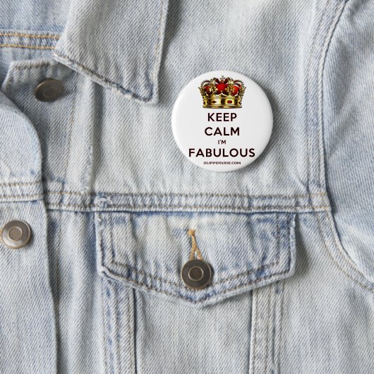 スリップリージョーのKeep Calm Fabulous ゴールデンクラウン 赤 缶バッジ (インサイチュ)