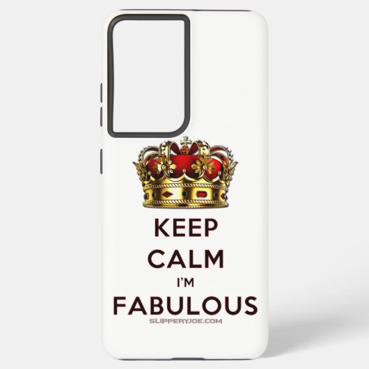 スリップリージョーのKeep Calm Fabulous ゴールデンクラウン 赤 Samsung Galaxyケース (裏面)