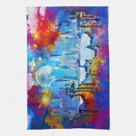 スリップリージョー ニューヨークシティー グラフィティ 月に囲まれて うずまき キッチンタオル (縦)