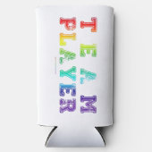 スリッペリージョーのチームプレーヤー ワード グラデーション レインボー c スリム缶クーラー (正面)