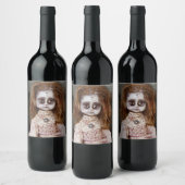 スリッペリージョーの不気味な人形の青白い顔の不気味な血 ワインラベル (ボトル)