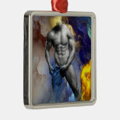 スリッペリージョーの男のムッチムチの腹筋がすごい メタルオーナメント (右)