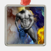 スリッペリージョーの男のムッチムチの腹筋がすごい メタルオーナメント (正面)