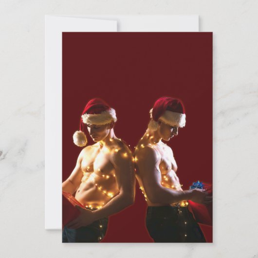 スリッペリージョーの胸開き男性の背中合わせのクリスマス シーズンカード (正面)