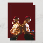 スリッペリージョーの胸開き男性の背中合わせのクリスマス シーズンカード (正面/裏面)