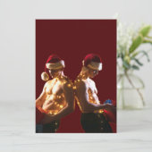 スリッペリージョーの胸開き男性の背中合わせのクリスマス シーズンカード (スタンド正面)