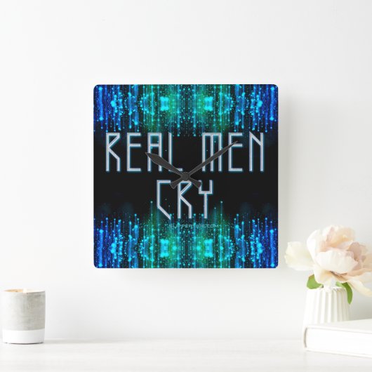 スリッペリージョーの 本当の男は 黒い青いアクアの涙を流す スクエア壁時計 (ホーム)