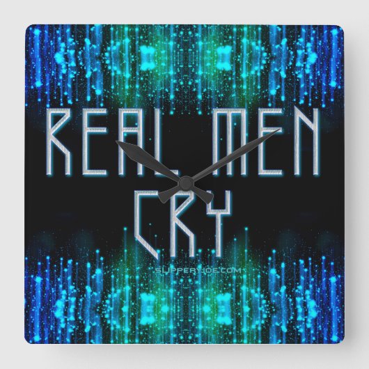 スリッペリージョーの 本当の男は 黒い青いアクアの涙を流す スクエア壁時計 (正面)