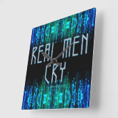 スリッペリージョーの 本当の男は 黒い青いアクアの涙を流す スクエア壁時計 (傾斜)