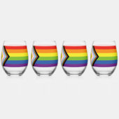 スリッペリージョー インターセックス プログレス プライド フラッグ レインボー ストライプ ステムなしワイングラス (正面)