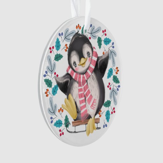 スリディングペンギンリースクリスマス オーナメント (正面)