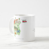 スリナムのモノグラム入り水彩画マップ コーヒーマグカップ (正面左)