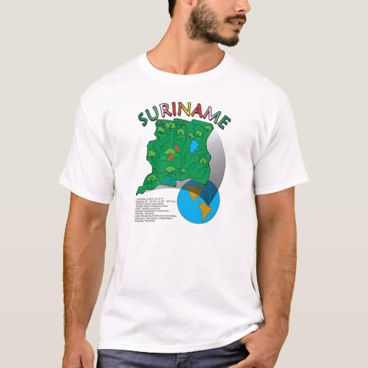スリナムの地図 Tシャツ (正面)