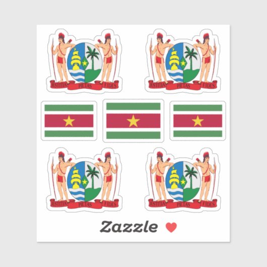 スリナムの州のシンボル/武器と旗のコート シール (シート)