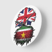 スリナムスリナム英国の木のルーツ国旗 ラウンド壁時計 (傾斜)