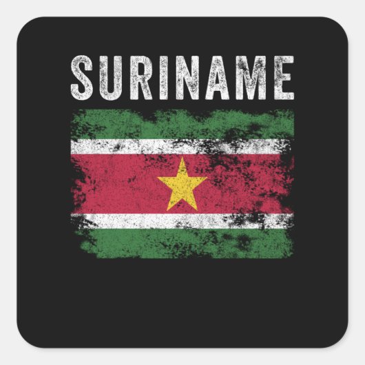 スリナム動揺して国旗 スクエアシール (正面)